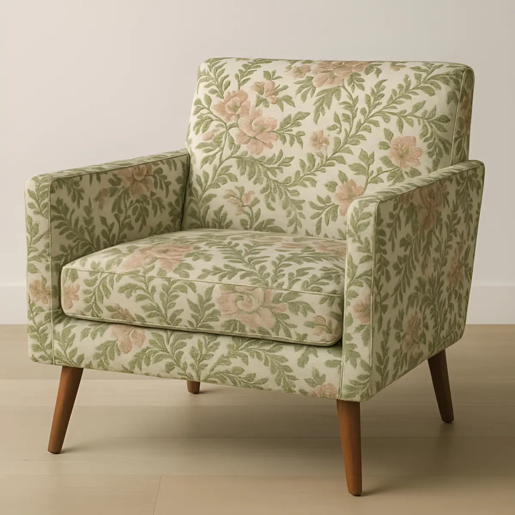 Tela Gobelino Jacquard Rosas Rosadas – Fondo Blanco