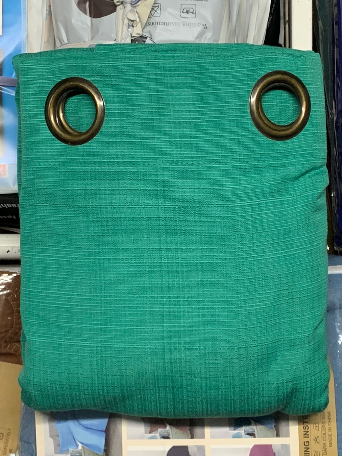 Cortina lino bamboo verde agua