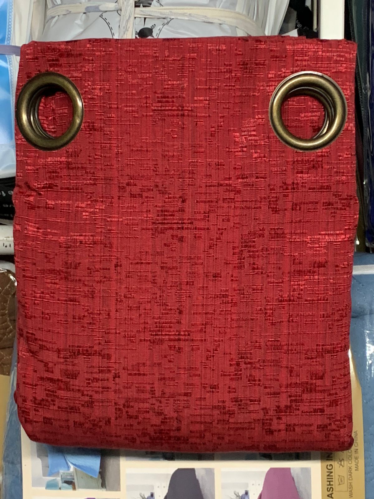 Cortina lino bamboo rojo oscuro
