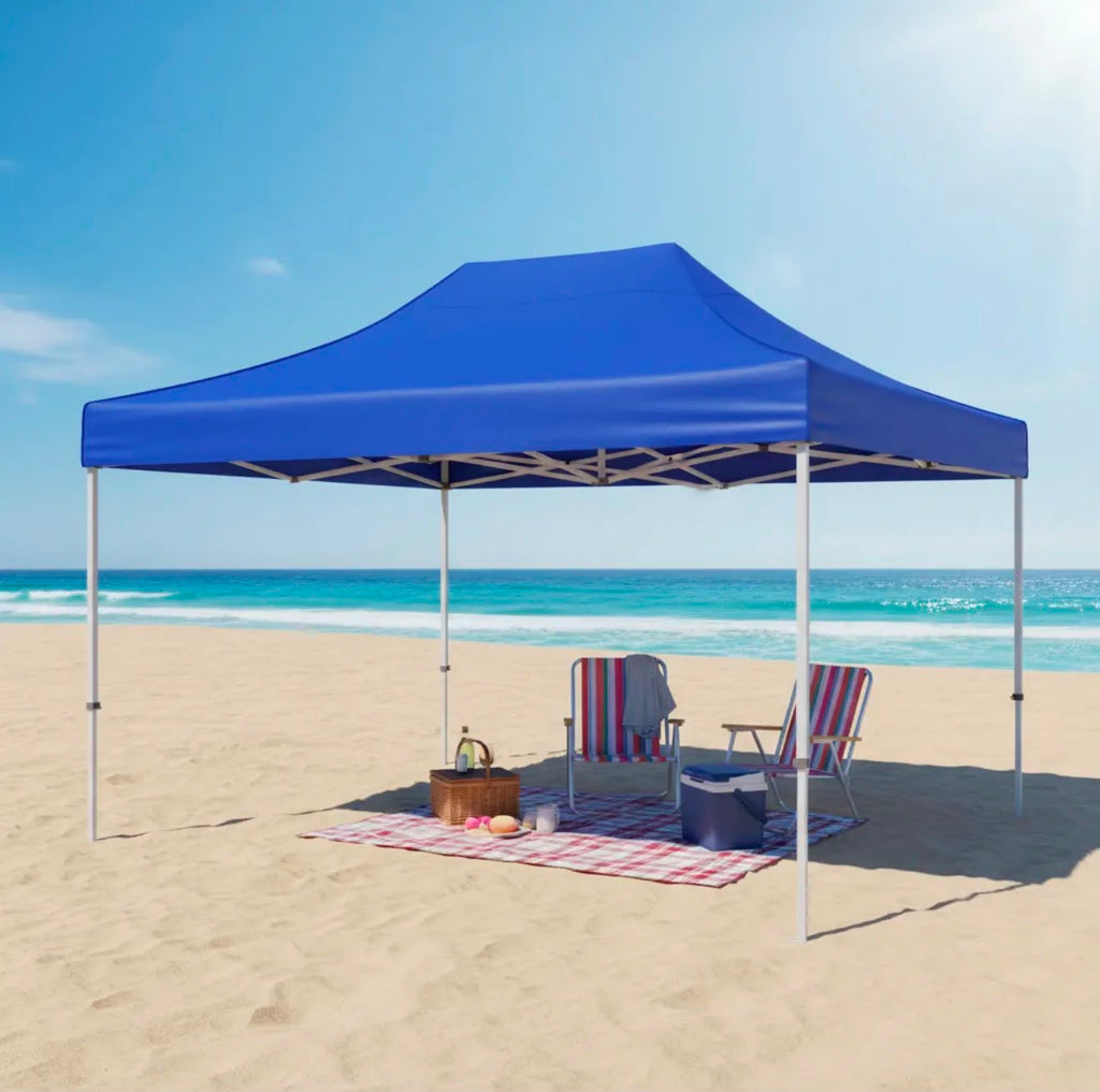 Toldo araña 3x2 mts azul en playa
