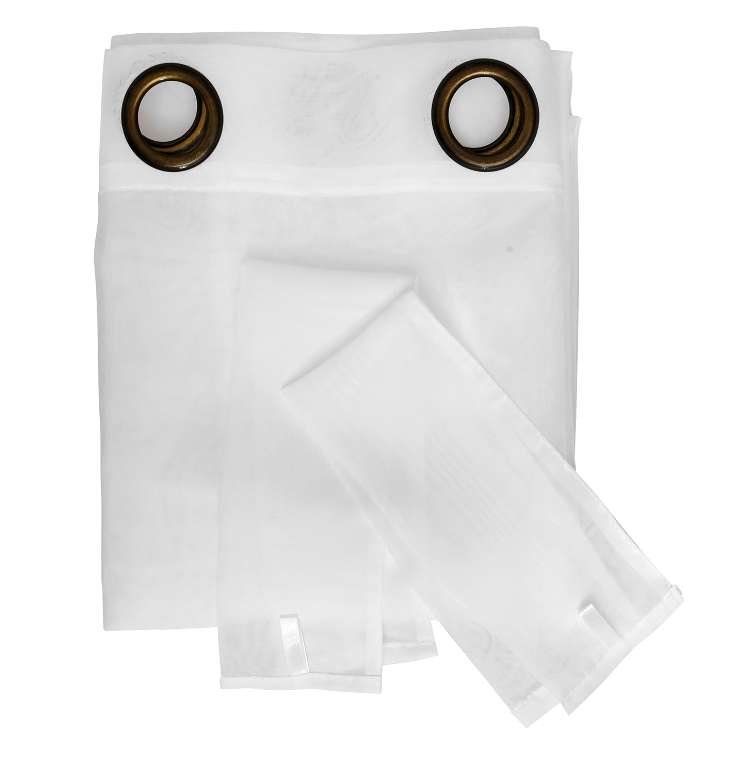 Set Velo Liso Blanco con Ojales – 2 Paños (1.45 x 2.20 mt)